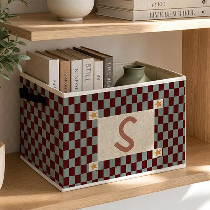 Letter S Checkered Foldable Storage Bins Box - Image 3