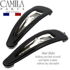 Camila Paris AD87/2 French Hair Barrettes Clips, Snap Hair Slides Clic Clac for Women, Styling Girls Side Slide-in Metal Snap Pin Hair Accessories for Women. Strong Hold, No Slip Grip, Made in France