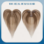 Hair Topper with Side Bangs Human Hair Curtain Bangs Topper for Women,3.54x4.92 T-part Lace Base Real Human Hair Topper Hair Piece for Daily Wear(Side Bangs,Medium Brown & Dark Blonde)