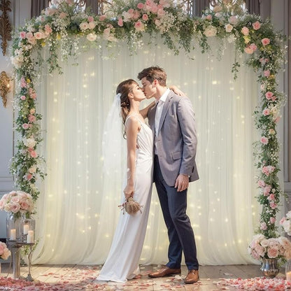 20x10ft Ivory Tulle Backdrop Curtain - Image 4