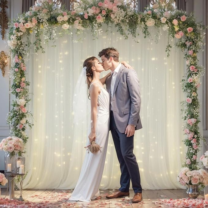 20x8ft Ivory Tulle Backdrop Curtain - Image 2