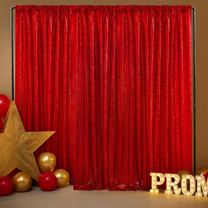 Red Sequin Backdrop Curtains-2 Panels 2FTx8FT Red Backdrop - Image 6