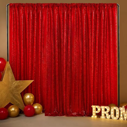 Red Sequin Backdrop Curtains-2 Panels 2FTx8FT Red Backdrop - Image 6