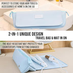 BAREFOOT CARIBOU Hair Tools Travel Bag and Heat Resistant Mat for Flat Irons, Straighteners, Curling Iron, and Haircare Accessories, 2-in-1 design, with Interior Pockets, Portable Organizer