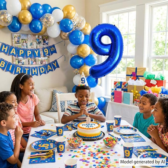 Navy Blue Number 9 Balloon 40 Inch, Foil Digit - Image 6