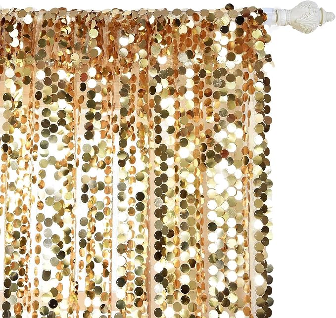 HH 9x8FT Gold Big Sequin Backdrop Curtains, Shimmer Payette Sequin Backdrop - Image 4