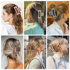 Square Hair Clips 3.5 Inch Medium Claw Clips Rectangle Hair Claw Clips 6 Pack Rubber Paint Jaw Non-Slip Thick Hair Accessories for Women Girls -Brown Colorful