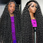 BVLBVL 22 Inch Deep Wave Lace Front Wigs Human Hair Pre Plucked 13x6 HD Transparent Lace Frontal Wigs 180 Density Curly Wig,Real Human Hair No Synthetic Blend No Tangle No Shedding Triple Lifespan 3X
