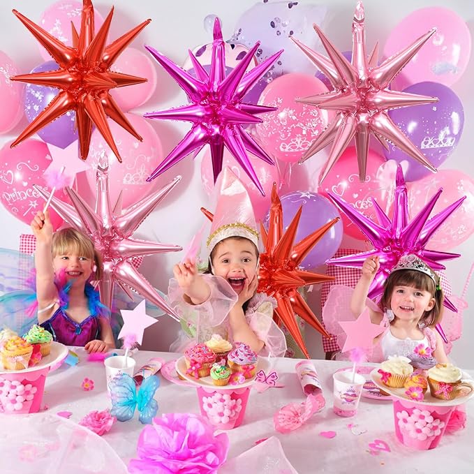 HILAVO 6PCS Star Balloons, 22Inch Huge Hot Pink Red Pink Star Balloon Foil - Image 4