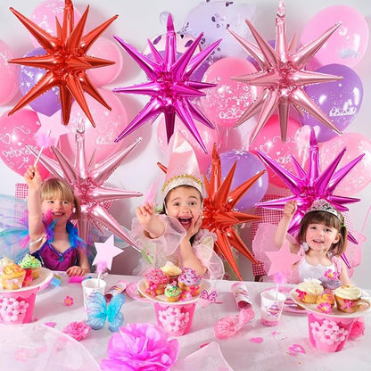 HILAVO 6PCS Star Balloons, 22Inch Huge Hot Pink Red Pink Star Balloon Foil - Image 4