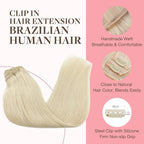 GOO GOO Clip in Hair Extensions Real Human Hair, Remy Human Hair Extensions Clip ins for Women, Natural Human Hair, 20inch 120g 7Pcs, 60A Platinum Blonde