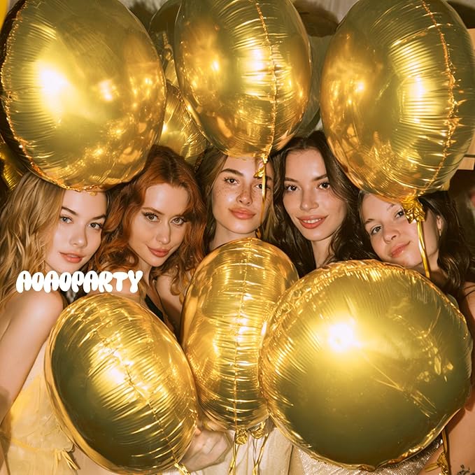 25Pcs Gold Round Shaped Foil Balloons 18 Inch Mylar Balloon | Helium - Image 3