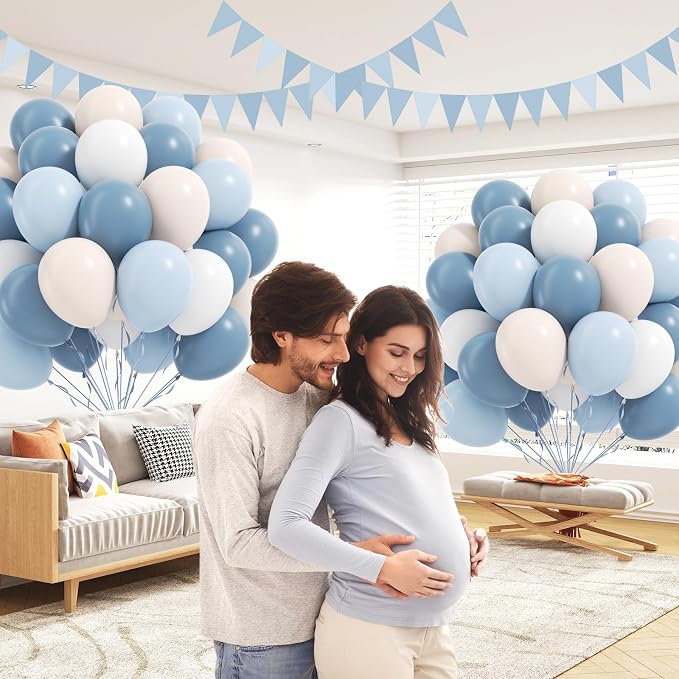 60pcs Dusty Blue Balloons 12inch - Image 4