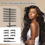 Braiding Rack with Tray, 144 Pegs Height Adjustable, 2-side Hair Extension Holder, Hair Stand with Stylist Tools for Salon/Home/Travel (Black)
