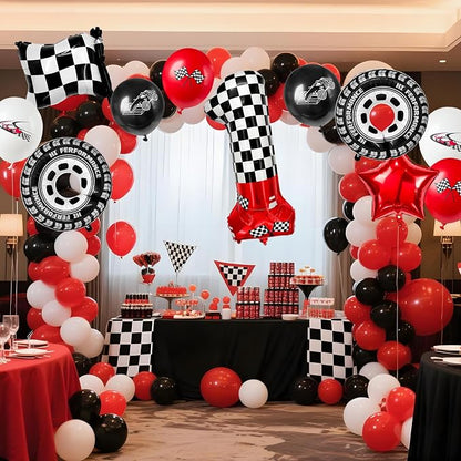1 pack racing theme 40-inch digital foil balloon, featuring black and white - Image 3