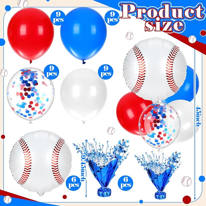 Civaner Baseball Party Balloons Stand Kit 6 Sets, and Red - Image 3