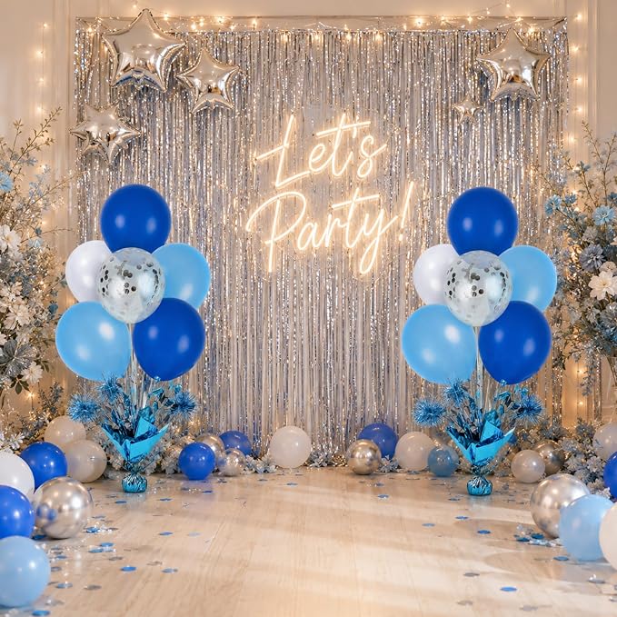 4 Set Blue White Balloon Centerpieces - Image 8