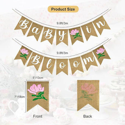 Anwyll Burlap Baby in Bloom Banner NO DIY Baby Shower Decoration Banner Floral - Image 2