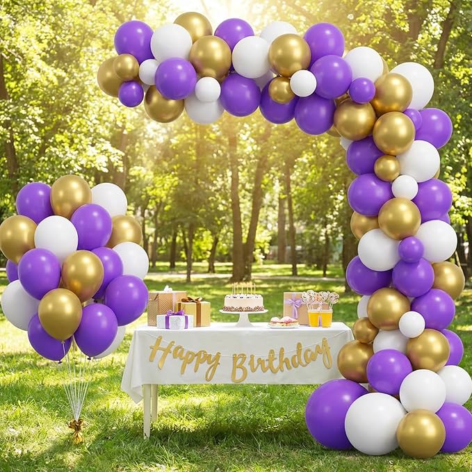 RUBFAC 135pcs Purple Balloons, Latex Lavender Lilac Balloon Different Sizes 18 - Image 7