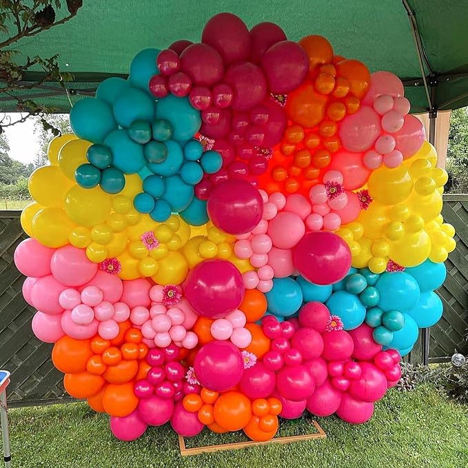 Pink Yellow Orange Balloon Garland, Balloons - Image 7