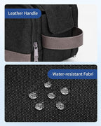 WANDF Toiletry Bag for Men Travel Toiletry Organizer Canvas and Leather Dopp Kit Water-Resistant Shaving Bag for Travel Accessories (Black, Medium)
