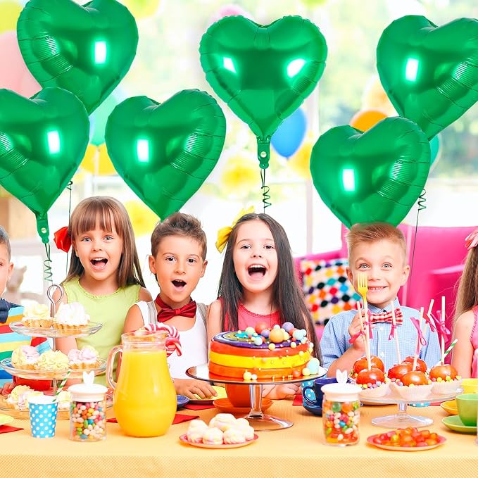 12 Pcs Green Heart Balloons, 18 Inch Heart Foil Balloons Love Balloon Valentine - Image 6