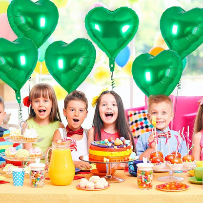 12 Pcs Green Heart Balloons, 18 Inch Heart Foil Balloons Love Balloon Valentine - Image 6