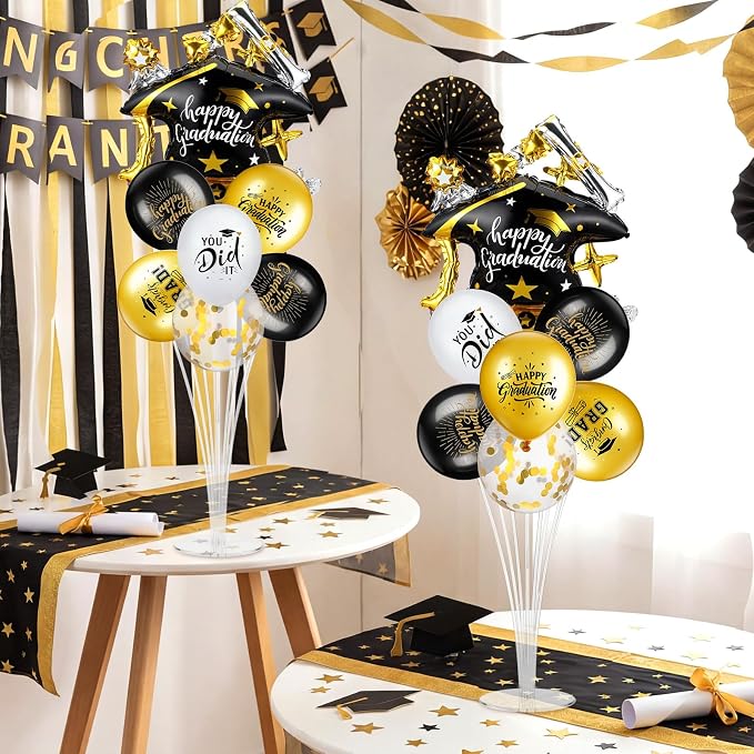 Jenaai Black and Gold 27 Pcs 2026 Graduation Balloon Centerpiece - Image 6