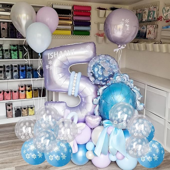 Pearl Purple and Blue Balloons 50pcs, Winter Wonderland Pearl Purple Blue White - Image 5