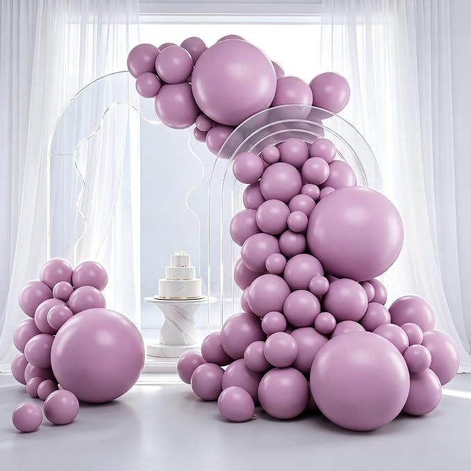 RUBFAC Dusty Purple Balloons 129pcs Different Sizes Pack of 18 12 10 5 Inch | by RUBFAC