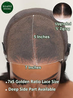 KLAIYI Bye Bye Knots Glueles Highlight Blonde Body Wave Wig Human Hair Precut 7x5 HD Lace Front Wig Pre Plucked Pre Bleached Ombre Wig with Dark Roots Chocolate Brown Wig 16Inch