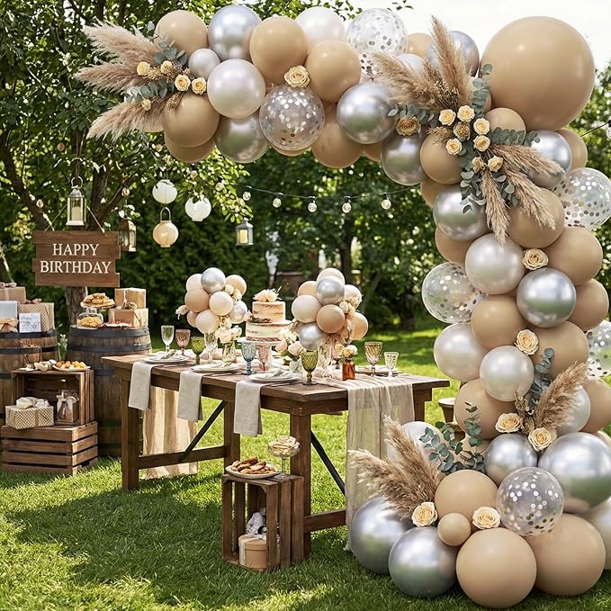 APLANET 150pcs Vanilla Brown Balloons Different Sizes 18 12 10 5 Inch Boho - Image 6