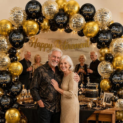 Happy Retirement Balloons Party Decorations, 12 Inch Black and Gold Retirement - Image 5