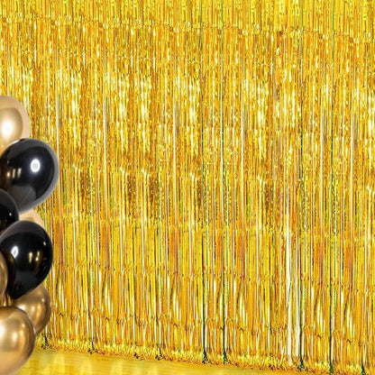 Gold Streamers Backdrop Curtains, Photo Booth Decor by EUFARS
