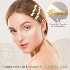 2 Pcs Pearl Hair Clip, Gold Hair Barrettes, Elegant Pearl Barrette, Small Decorative Pearls Hair Clips for Women Thick Thin Hair Party Wedding (Gold)