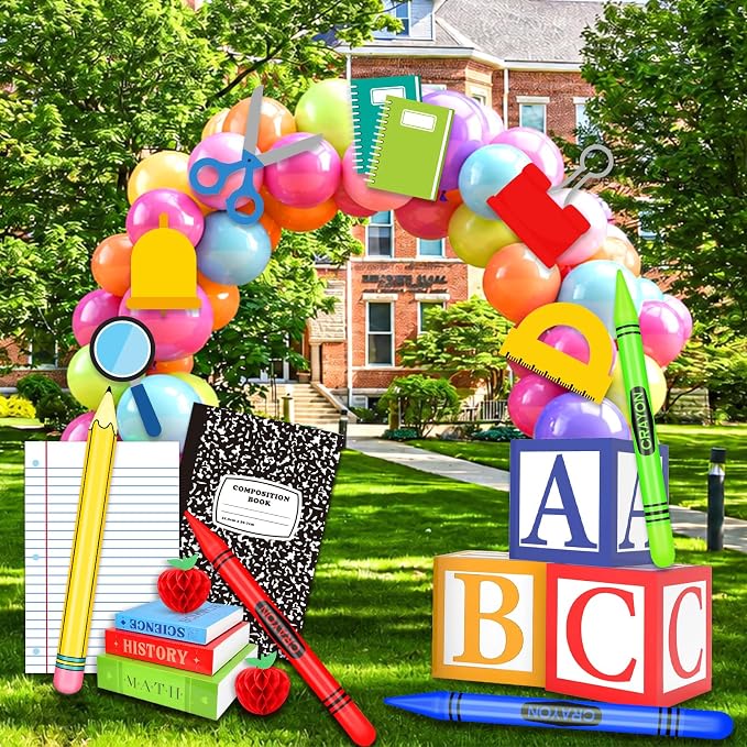 21 Pcs Back to School Balloons Box Sets Include ABC Balloons Box Pencil Crayon by Denylopro