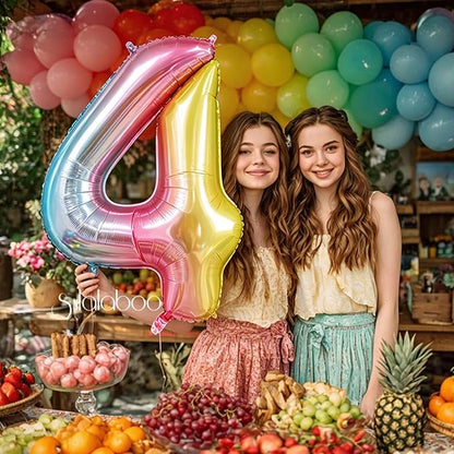 Rainbow Gradient Number 4 Balloon 40 Inch Big Large Balloons 0-9 | 4th Helium - Image 2