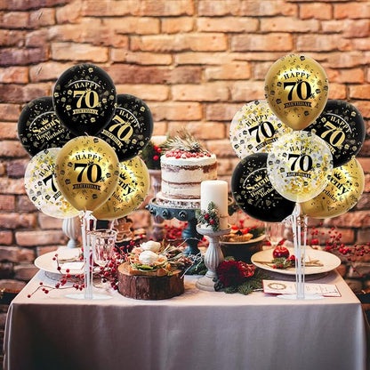 TONIFUL 4 Set Black Gold 70 Printed Balloon Stands - Image 6