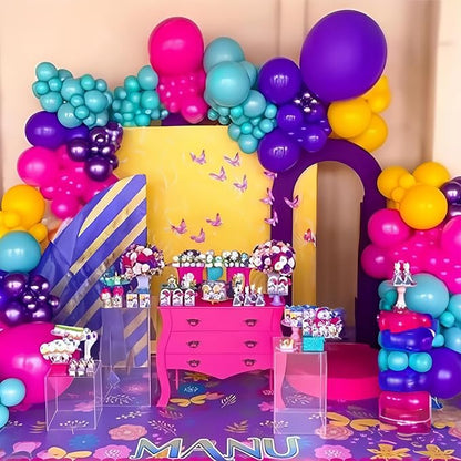 HILAVO Pink Blue Purple Balloons Garland Arch Kit 132 Pcs Hot Pink Metallic - Image 3