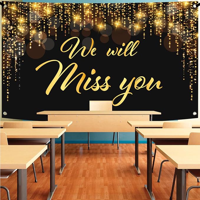 KatchOn We Will Miss You Banner Black and Gold 72x44 Inch | Black and Gold We - Image 7