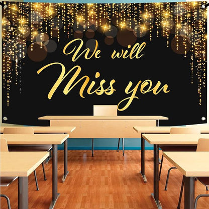 KatchOn We Will Miss You Banner Black and Gold 72x44 Inch | Black and Gold We - Image 7