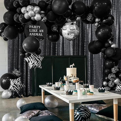 Sugargirl Black Sequin Backdrop Curtain 8FTx8FT Glitter Black Background Drapes - Image 3