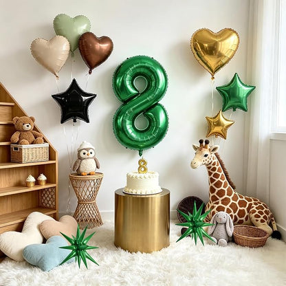 TONIFUL 8th Birthday Balloons Kit 40 Inch Dark Green Large Number 8 Balloon | - Image 3