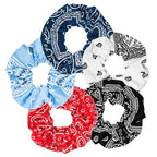 Bandana Print Scrunchies Hair Ties, 5PCS Cotton Hair Elastics for Women