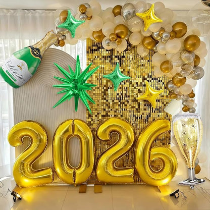 Gold 2026 Balloons, 40 Inch Number Gold Foil Balloons - Image 6