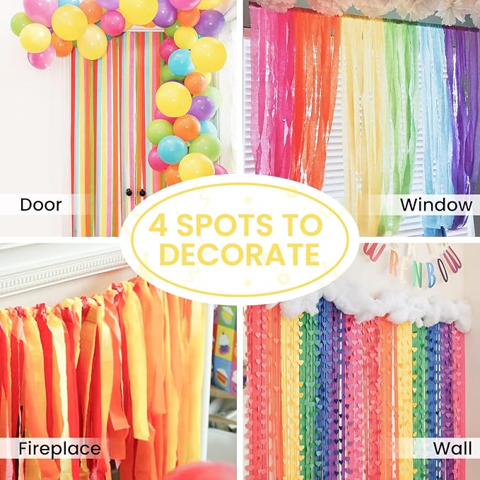 PartyWoo Pastel Crepe Paper Streamers 6 Rolls 492 FT Streamers | Birthday - Image 5