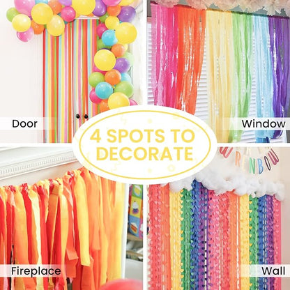PartyWoo Pastel Crepe Paper Streamers 6 Rolls 492 FT Streamers | Birthday - Image 5