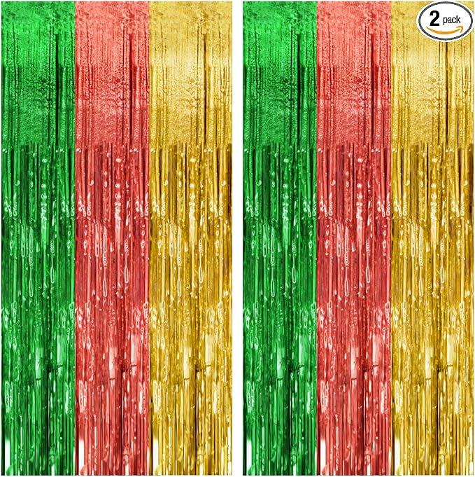2 Pack Hawaii Party Backdrop Decorations Vibrant Summer Streamers Foil Fringe by KEJ