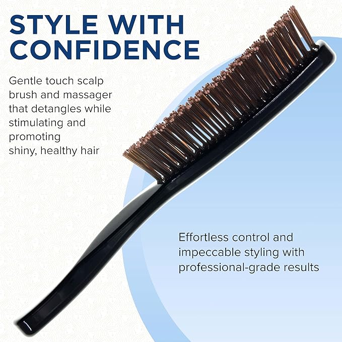 Giorgio GIO1BLK Black Gentle Touch Detangler Hair Brush for Men Women and Kids. Soft Bristles for Sensitive Scalp. Wet and Dry for all Hair Types. Scalp Massager Brush Stimulate Hair Growth