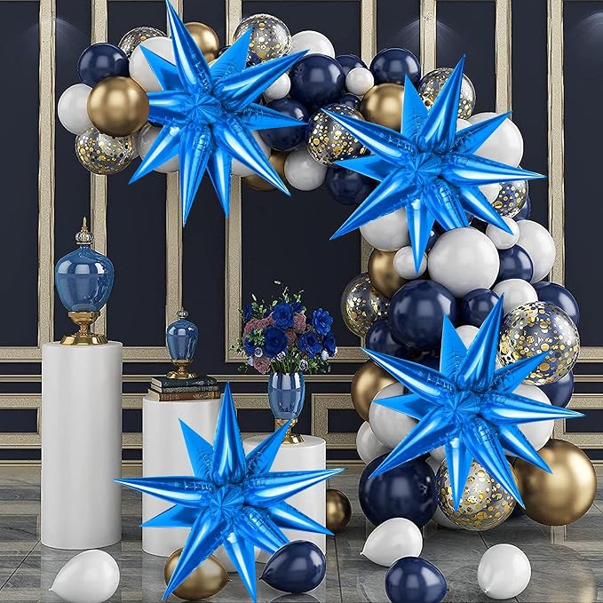 60 Pcs Star Balloons Explosion 12 Point Foil Cone Balloons Magic Balloon Large - Image 3